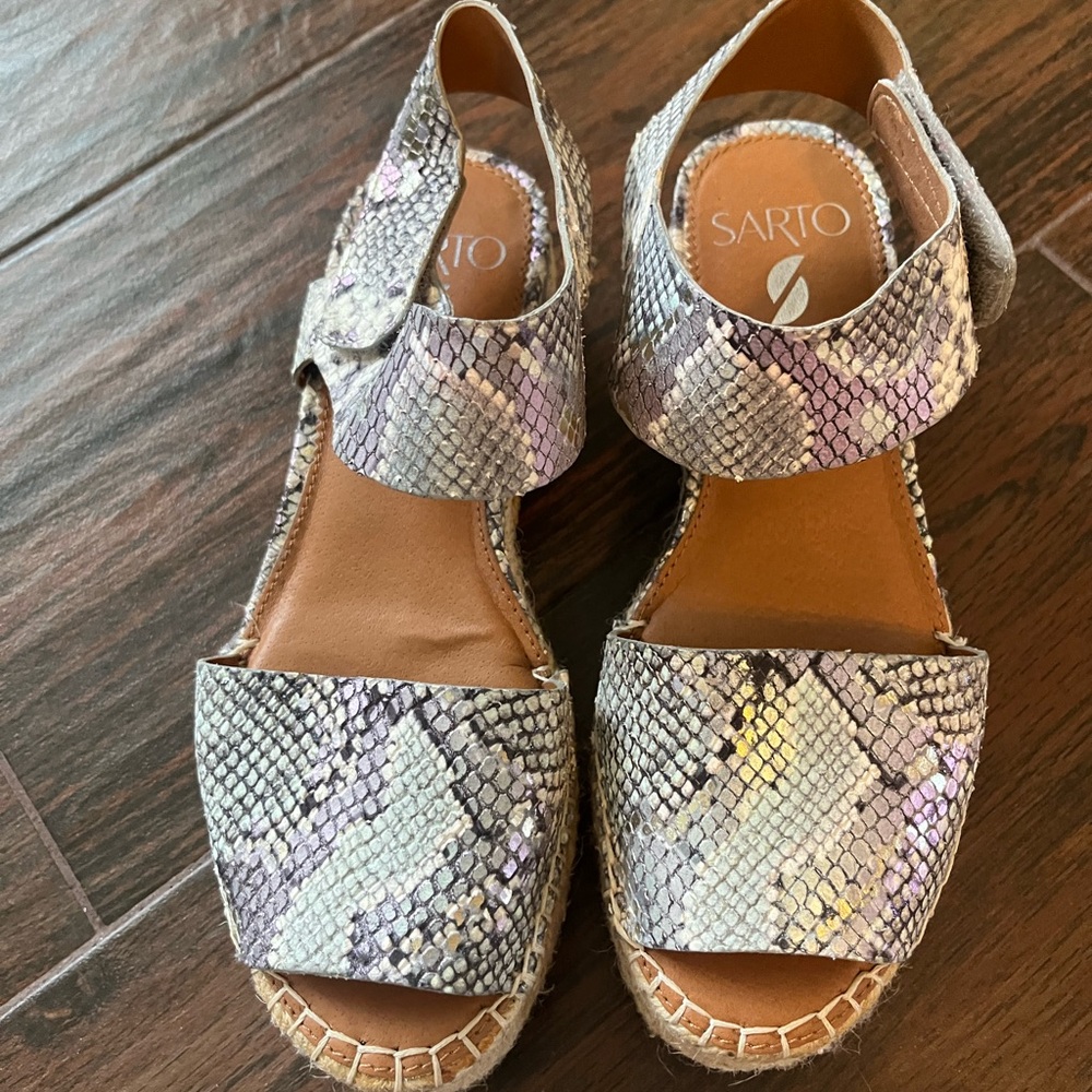 Franco Sarto Lavender Snake-Print Espadrille Sandals